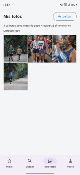 Pantalla Mis fotos con las fotos compradas